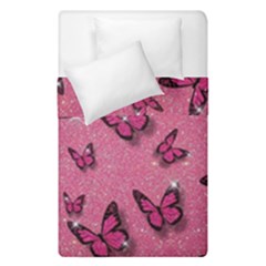 Pink Glitter Butterfly Duvet Cover Double Side (single Size) by Ndabl3x