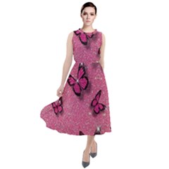 Pink Glitter Butterfly Round Neck Boho Dress by Ndabl3x