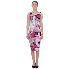 Ahegao Pink, Anime, Girl, Girlface, Girls, Pattern, White, Hd Sleeveless Pencil Dress by nateshop