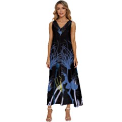 Art Design Graphic Neon Tree Artwork V-neck Sleeveless Loose Fit Overalls by Bedest