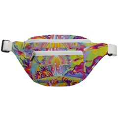 Multicolored Optical Illusion Painting Psychedelic Digital Art Fanny Pack by Bedest