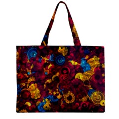 Psychedelic Digital Art Colorful Flower Abstract Multi Colored Zipper Mini Tote Bag by Bedest