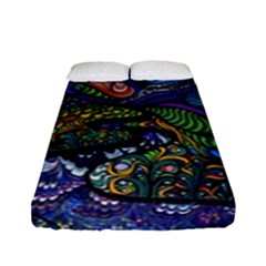 Multicolored Abstract Painting Artwork Psychedelic Colorful Fitted Sheet (full/ Double Size) by Bedest