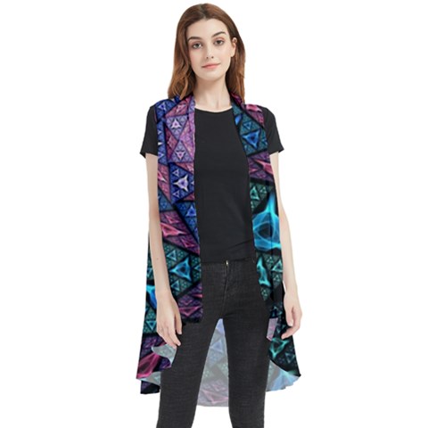 Purple Psychedelic Art Pattern Mosaic Design Fractal Art Sleeveless Chiffon Waistcoat Shirt by Bedest