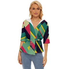 Abstract Geometric Design Pattern Lightweight Drawstring Hooded Top by Bedest