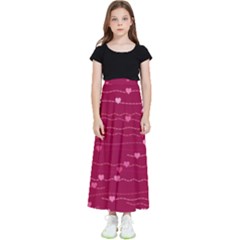 Hearts Valentine Love Background Kids  Flared Maxi Skirt by Proyonanggan