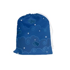 Sky Night Moon Clouds Crescent Drawstring Pouch (large) by Proyonanggan