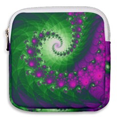 Fractal Spiral Purple Art Green Art Mini Square Pouch by Proyonanggan