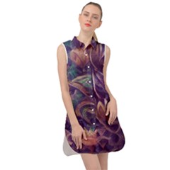 Abstract African Art Backdrop Sleeveless Shirt Dress by Proyonanggan