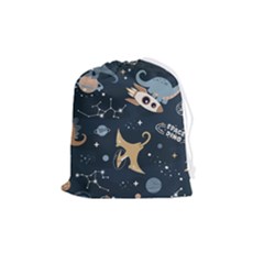 Space Theme Art Pattern Design Wallpaper Drawstring Pouch (medium) by Proyonanggan