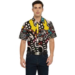 Multicolored Abstract Painting Colorful Men s Short Sleeve Pocket Shirt  by Grandong