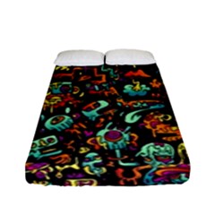 Multicolored Doodle Abstract Colorful Multi Colored Fitted Sheet (full/ Double Size) by Grandong