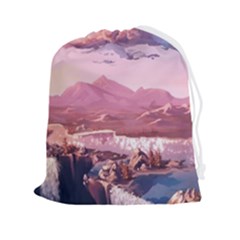 Aesthetic Landscape Vintage Cartoon Drawstring Pouch (2xl) by Sarkoni