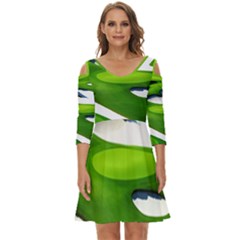 Golf Course Par Green Shoulder Cut Out Zip Up Dress by Sarkoni