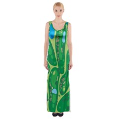 Golf Course Par Golf Course Green Thigh Split Maxi Dress by Sarkoni