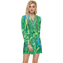 Golf Course Par Golf Course Green Long Sleeve Satin Robe by Sarkoni