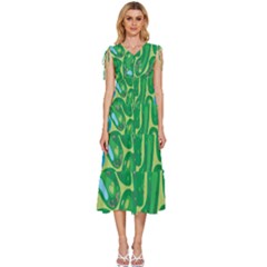 Golf Course Par Golf Course Green V-neck Drawstring Shoulder Sleeveless Maxi Dress by Sarkoni