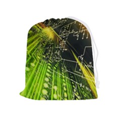 Machine Technology Circuit Electronic Computer Technics Detail Psychedelic Abstract Pattern Drawstring Pouch (xl) by Sarkoni