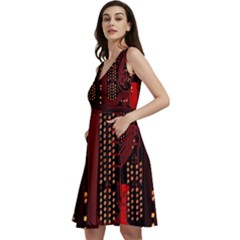 Technology Computer Circuit Sleeveless V-neck Skater Dress With Pockets by Sarkoni
