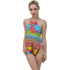 Vintage 1960s Psychedelic Go With The Flow One Piece Swimsuit by Sarkoni