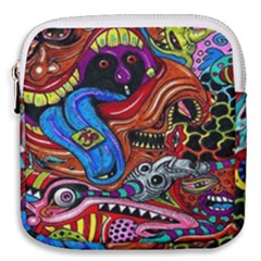 Psychedelic Trippy Hippie  Weird Art Mini Square Pouch by Sarkoni