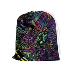 Trippy Dark Psychedelic Drawstring Pouch (xl) by Sarkoni