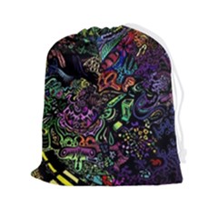 Trippy Dark Psychedelic Drawstring Pouch (2xl) by Sarkoni