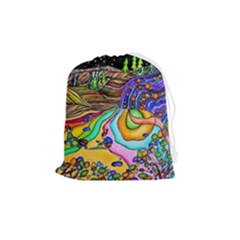 Nature Moon Psychedelic Painting Drawstring Pouch (medium) by Sarkoni