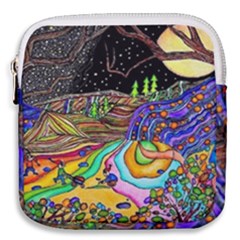 Nature Moon Psychedelic Painting Mini Square Pouch by Sarkoni
