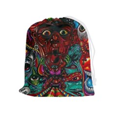 Somewhere Near Oblivion Nightmares Acid Colors Psychedelic Drawstring Pouch (xl) by Sarkoni