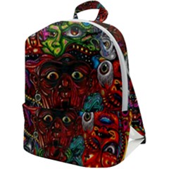 Somewhere Near Oblivion Nightmares Acid Colors Psychedelic Zip Up Backpack by Sarkoni