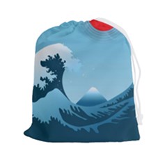 Minimalism Great Wave Off Kanagawa Drawstring Pouch (2xl) by Sarkoni