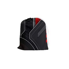 Gamer Tech Black Mesh Red Modern Shape Texture Geometric Pattern Drawstring Pouch (small) by Sarkoni