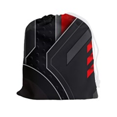 Gamer Tech Black Mesh Red Modern Shape Texture Geometric Pattern Drawstring Pouch (2xl) by Sarkoni