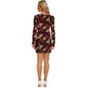 Oriental Dragon Motif Pattern Long Sleeve Square Neck Bodycon Velvet Dress View4