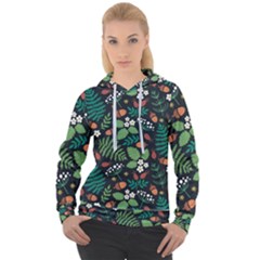 Pattern Forest Leaf Flower Motif Women s Overhead Hoodie by Sarkoni