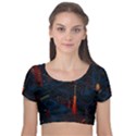 Architecture City Pixel Art Velvet Short Sleeve Crop Top  View1
