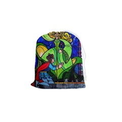 Beauty And The Beast Stained Glass Rose Drawstring Pouch (small) by Sarkoni