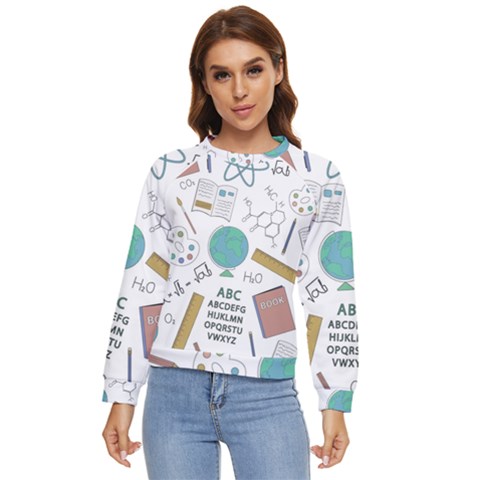School Subjects And Objects Vector Illustration Seamless Pattern Women s Long Sleeve Raglan T-shirt by Grandong