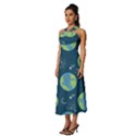 Seamless Pattern Cartoon Earth Planet Sleeveless Cross Front Cocktail Midi Chiffon Dress View2