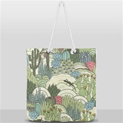 Playful Cactus Desert Landscape Illustrated Seamless Pattern Full Print Rope Handle Tote (large) by Grandong