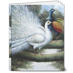 Canvas Oil Painting Two Peacock 8  X 10  Hardcover Notebook by Grandong