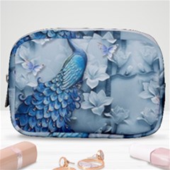 Chinese Style 3d Embossed Blue Peacock Oil Painting Make Up Pouch (small) by Grandong