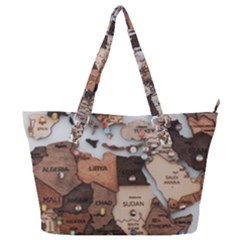 3d Vintage World Map Full Print Shoulder Bag by Grandong