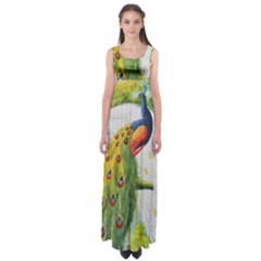 Peacock Art Empire Waist Maxi Dress by Grandong