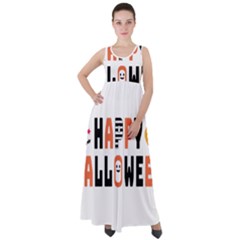 Happy Halloween Slot Text Orange Empire Waist Velour Maxi Dress by Sarkoni