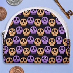 Halloween Skull Pattern Horseshoe Style Canvas Pouch by Ndabl3x