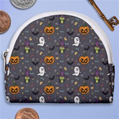 Halloween Bat Pattern Horseshoe Style Canvas Pouch by Ndabl3x