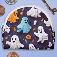 Ghost Pumpkin Scary Horseshoe Style Canvas Pouch by Ndabl3x
