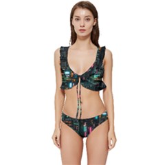 Video Game Pixel Art Low Cut Ruffle Edge Bikini Set by Sarkoni